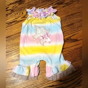 Pastel Rainbow Baby Romper with Ruffles